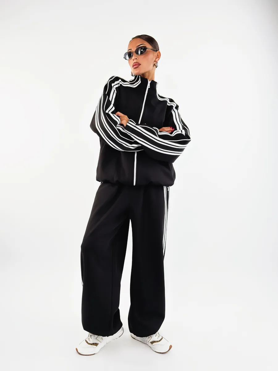 Black track set with side stripes